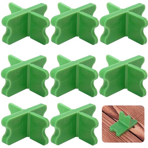 Nkiy Quen 8 Pcs ABS Deck Spacer Tool,4 Thicknesses Deck Board Spacers(1/16', 1/8', 3/16', 1/4'),Green Deck Spacers Assorted for Pressure Treated Composite Decking