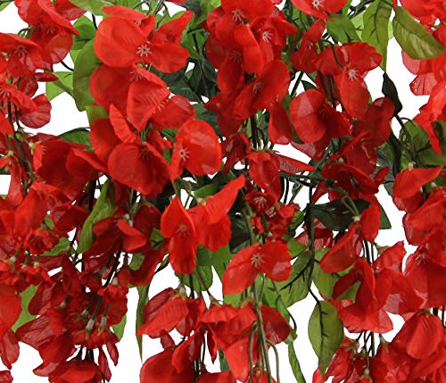 Artificial Wisteria Long Hanging Bush Flowers - 15 Stems For Home, Wedding, Restaurant And Office Decoration Arrangement, Red #TOP4