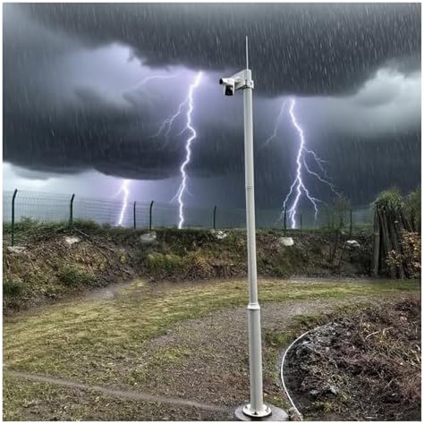 Heavy-Duty Security Camera Mounting Pole for Outdoor Use, Adjustable Metal Surveillance Stand, 78.7-236.2 inches, Easy Installation, 2 Sections, Ideal for Any Camera