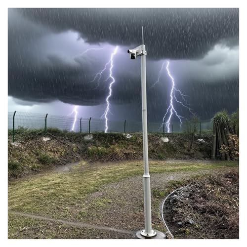 Adjustable Outdoor Security Camera Mounting Pole - Metal Surveillance Stand, Height 78.7"-236.2", Easy Install, 3-Section Design, Durable & Stable for All Weather