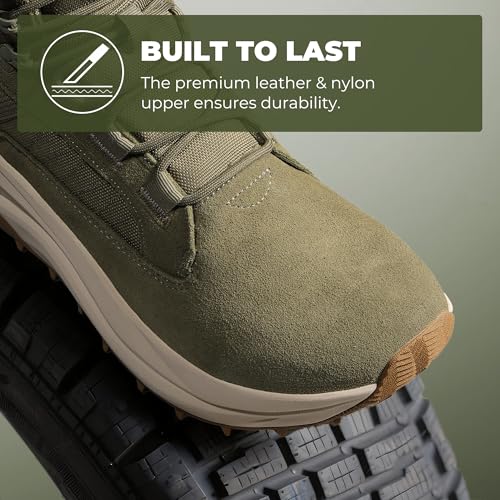 Image of NORTIV 8 Men's Wide Toe Box Work Tactical Boots | Barefoot low drop leather military boots with side zipper for hiking, motorcycle riding and combat Pikes