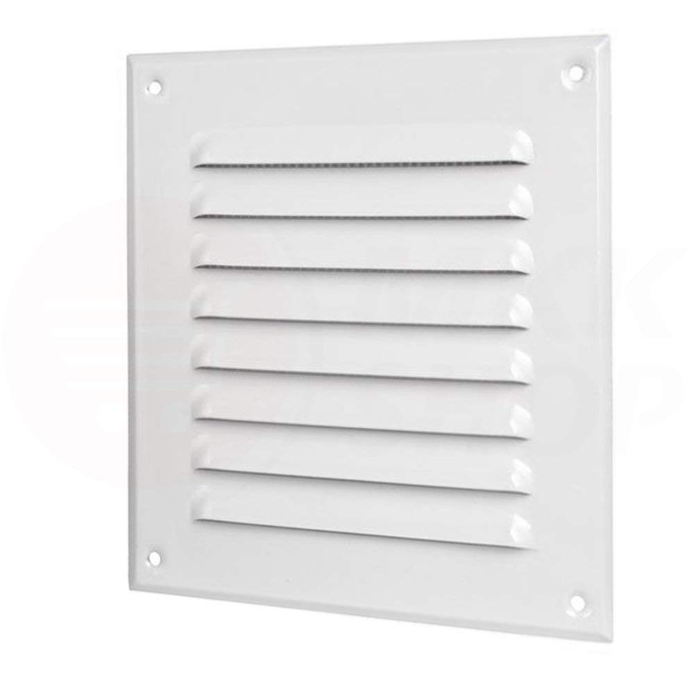 Armar Trading Ltd White Metal Air Vent Grille With Fly Screen / Mesh / Net Metal Wall Ventilation Cover (165Mm X 165Mm, )