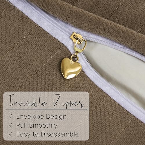 ZWJD Brown Pillow Covers 26x26 Set of 2 Chenille Throw Pillow Covers with Elegant Design Soft and Luxurious Decorative Throw Pillows for Couch, Bed, and Home Decor