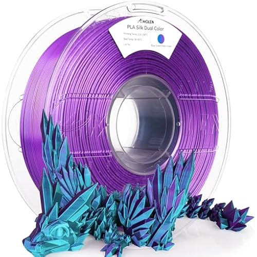 AMOLEN Silk PLA 3D Printer Filament Bundle, Shiny Dual Color PLA Filament 1.75mm Pack, Multi Color Change PLA 3D Printing Filament for Most FDM 3D Printer, 1KG X 4 Spools