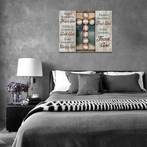 Koznute Baseball Wall Art Motivational Baseballs Pictures Wall Decor Scripture Sports Painting Rustic Christian Cross Framed Artwork Gifts For Baseball Lovers For Workout Home Gym Bedroom Living Room 16 Inchx12 Inch thumb #6