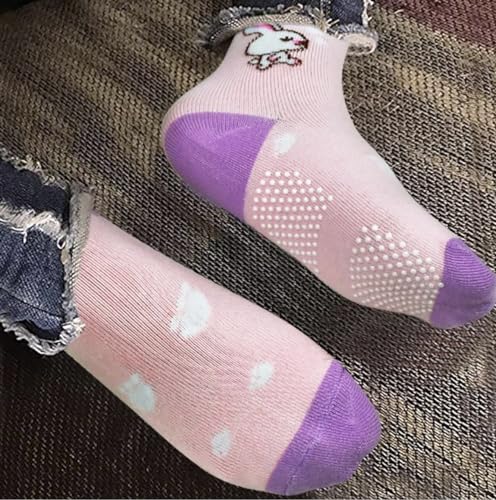 Image of Organic Cotton Ankle Length Anti Slip Socks For Baby With Grip 0-36 Months-Cartoon, Multicolored