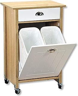 Kesper Carrito de Cocina con Sistema de separación de Basura, Material: Tablero de Fibra, Dimensiones: 50 x 78,5 x 37 cm, Color: marrón, Blanco | 25508 13