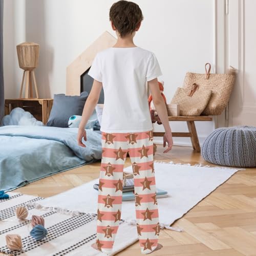 Boy's Pants Brown Rugby Jogger Pants Elastic Waist Long Bottoms Trousers with Pockets 6-14 Years3