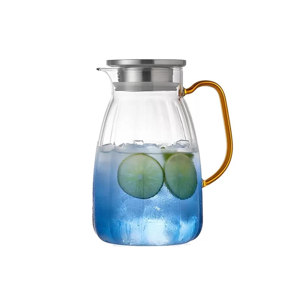 Nff Jarra De Cristal, Jarra De Agua De Cristal De 1,75 L con Tapa, Jarra De Cristal Resistente Al Calor Azul Degradado Apta For Zumo, Té, Leche, Café (Color : Gradient Blue)