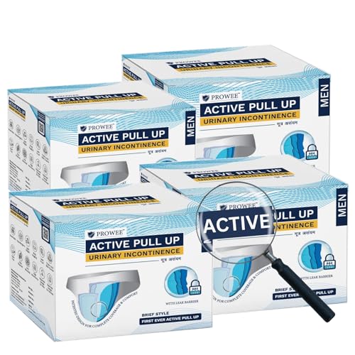 Image of Men Active Pull Up Urinary Incontinence Brief | High Absorbency | Secure Leak Guard | Comfortable Odour Control Disposable Underwear for Men | 100% Anti Rash | Antifungal Diaper - L Pack of 5