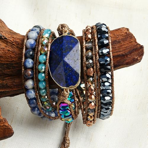 Image of Boho Stone Wrap Bracelet for Women,Turquoise Beaded Bracelet Jewelry Gift