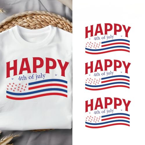 3pcs Florida Flag, Happy Fourth of July, Happy 4th of July Iron on Transfers Heat Transfer Decals for T Shirts Sticker for Clothes Pillow Covers DIY Appliques (P2)