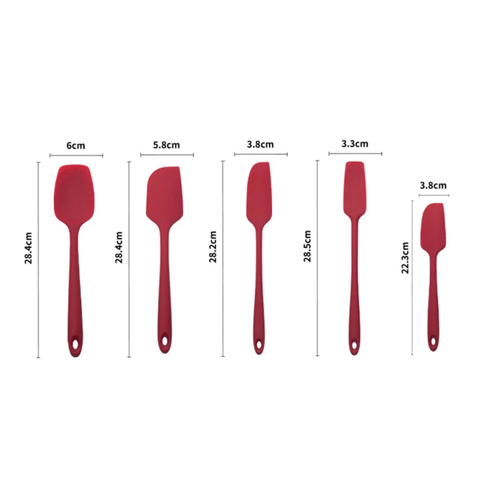 4/5-teiliges Set aus Silikonspateln, hitzebeständigen Butterstreichern, Glasschabern, Teigschabern und Küchenhelfern for Kochen Backen(5Pcs Red)