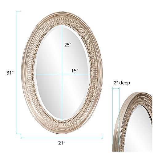 Howard Elliott Ethan Oval Hanging Wall Or Vanity Mirror, 21 X 31 Inch, Brushed Nickel #TOP2