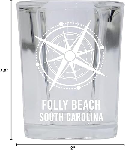 Miniatura 3 de R and R Imports Folly Beach South Carolina Beach Souvenir - Vaso de chupito de base cuadrada, 2 onzas, individual
