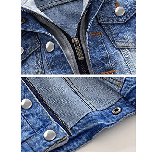 Jean Jackets Kids Boys Girls Denim Jacket Zipper Coat Outerwear Long Sleeve Basic Hoodie For 1-2 Years #TOP4