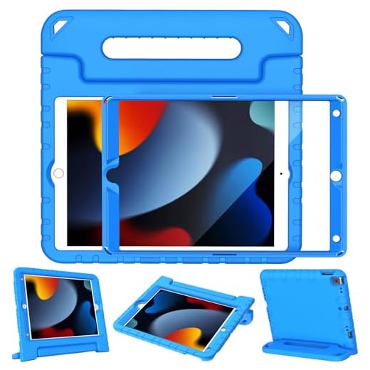 LTROP New iPad 9th Generation Case, iPad 8th Generation Case, iPad 7th Generation Case for Kids, iPad 10.2 Case 2021/2020/2019, Shockproof Handle Stand Kids Case for iPad 9/8/7 Gen 10.2-Inch, Blue