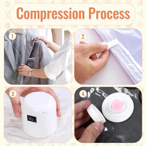 Luziyun Sacchetti Sottovuoto Vestiti Da Appendere, 4 Pezzi, 110X70Cm, Sacchi Sottovuoto Salvaspazio Per Abiti, Cappotti E Giacche, Organizzatore Per Armadio, Sacchetti Trasparenti E Riutilizzabili - 3