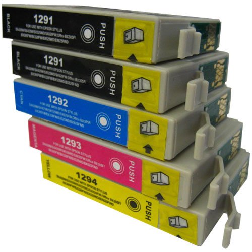 5 CiberDirect High Capacity Compatible Ink Cartridges for use with Epson Stylus Office BX305FW Plus Printers.