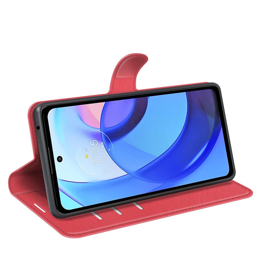 Cuero Magnético Azul Funda Magnética De Cuero Azul Para Motorola Moto E20/ E30/E40 Con Soporte Y Bolsillo Para Tarjetas Funda Tarjetero Magnética