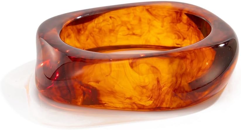 Large Chunky Bangle Bracelets for Women Trendy Vintage Big Irregular Geometric Brown Acrylic Resin Bangles Bracelet Unique Party Jewelry Gift Accessories - Image 8