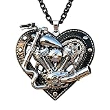 Generisch Motorrad-Punk Halskette, Gothic Kette mit Motorrad Anhänger, Schichtbarer Unisex Schmuck für Konzerte, Geschenk für Motorradfahrer & Rockmusik Fans (Schwarz)