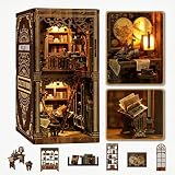 DIY ブックヌック ドールハウス ミニチュアハウス キット 3D 木製立体パズル 日本語説明書付き 街角の古書店 本棚インテリア装飾