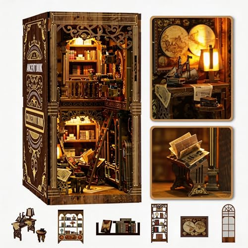 Pixie Curio ブックヌック キット ドールハウス ミニチュアハウス 日本語説明書付き 古書コレクションルーム 3D木製立体パズル DIY 本棚装飾 初心者・14歳以上向け（街角の古書店）の商品画像（Amazon）