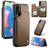 【Soporte】Los soportes desplegados para tarjetas también se pueden utilizar como un soporte de visualización manos libres, lo que permite que tu teléfono se soporte de forma independiente con esta funda con soporte para Galaxy A50, perfecta para videollamadas y ver películas.