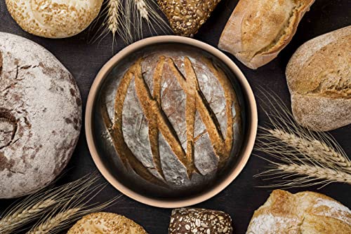 Banneton Bread Proofing Basket Set Of 1 Sourdough Bread Baking Supplies - 1 Round 9 Inch Bread Baskets, 1 Bread Lame, 1 Plastic Dough Scraper, 1 Basket Liner Cloth And 1 Linen Proofing Bread Bags #TOP6