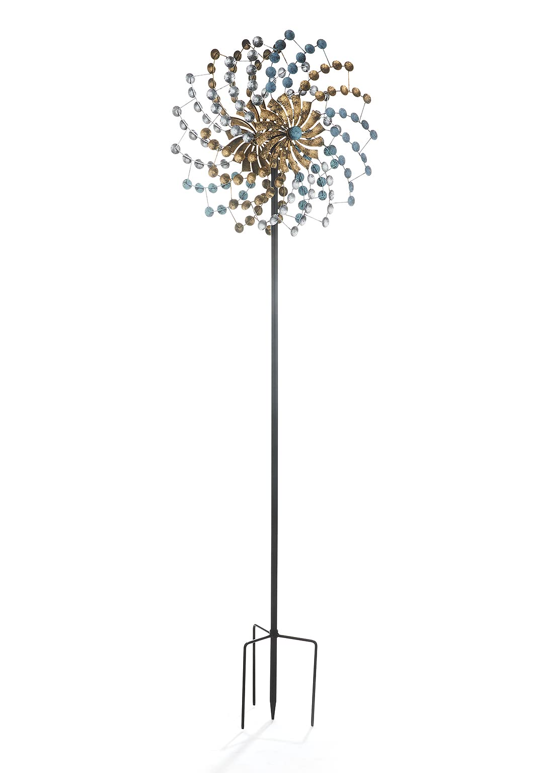 Kobolo Windrad Dekostecker Twist XXL, 60x215 cm, Mehrfarbig, XXL Metallwindrad, wetterfest & stabil, dekorativer Gartenstecker für Beet, Rasen & Vorgarten