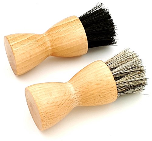 DELARA Deux brosses à cirage de haute qualité en bois avec crin souple, pour l'application de cirage sur les chaussures en cuir, les sacs en cuir etc - fabriqué en Allemagne