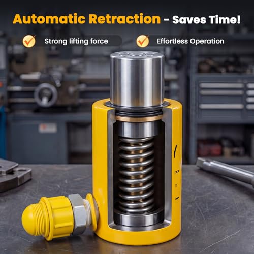 Image of NEWTRY 20 ton Hydraulic Ram Cylinder Jack 2'' /50mm Stroke Porta Power Ram Industrial Lifting Jack Retract Automatically
