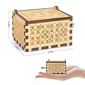 Music Box Hand Crank Engraved Musical Box U R My Sunshine Mechanism Antique Vintage Personalizable Gift for Dear Mother from son on Birthday party