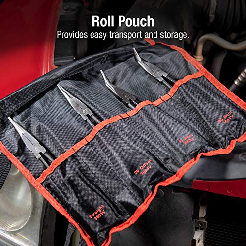 Sunex 3600V 11" Long Reach Straight Pliers Set, 90° Bent Nose Pliers, 45° Bent Nose Pliers, 20° Bent Nose Pliers, 4Piece #TOP4