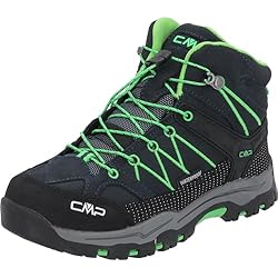 CMP Kids Rigel Mid Trekking Shoes Wp, Zapatos de t...: Membrana impermeable CLIMAPROTECT Cordones Fast Lace y bolsillo para cordones Lengüeta y monstruo de microfibra para optimo comodidad en el empeine: forro interior de licra para una sensación más suave y cómoda Sistema de soporte en el tobillo