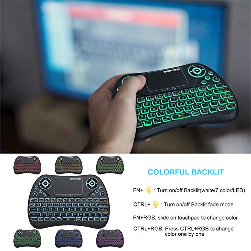 Ponybro (Newest Version) Backlit Mini Wireless Keyboard With Touchpad Mouse Combo Qwerty Keypad,Rechargeable Handheld Keyboard Remote For Smart Tv,Android Tv Box,Xbox,Raspberry Pi,Pc #TOP3