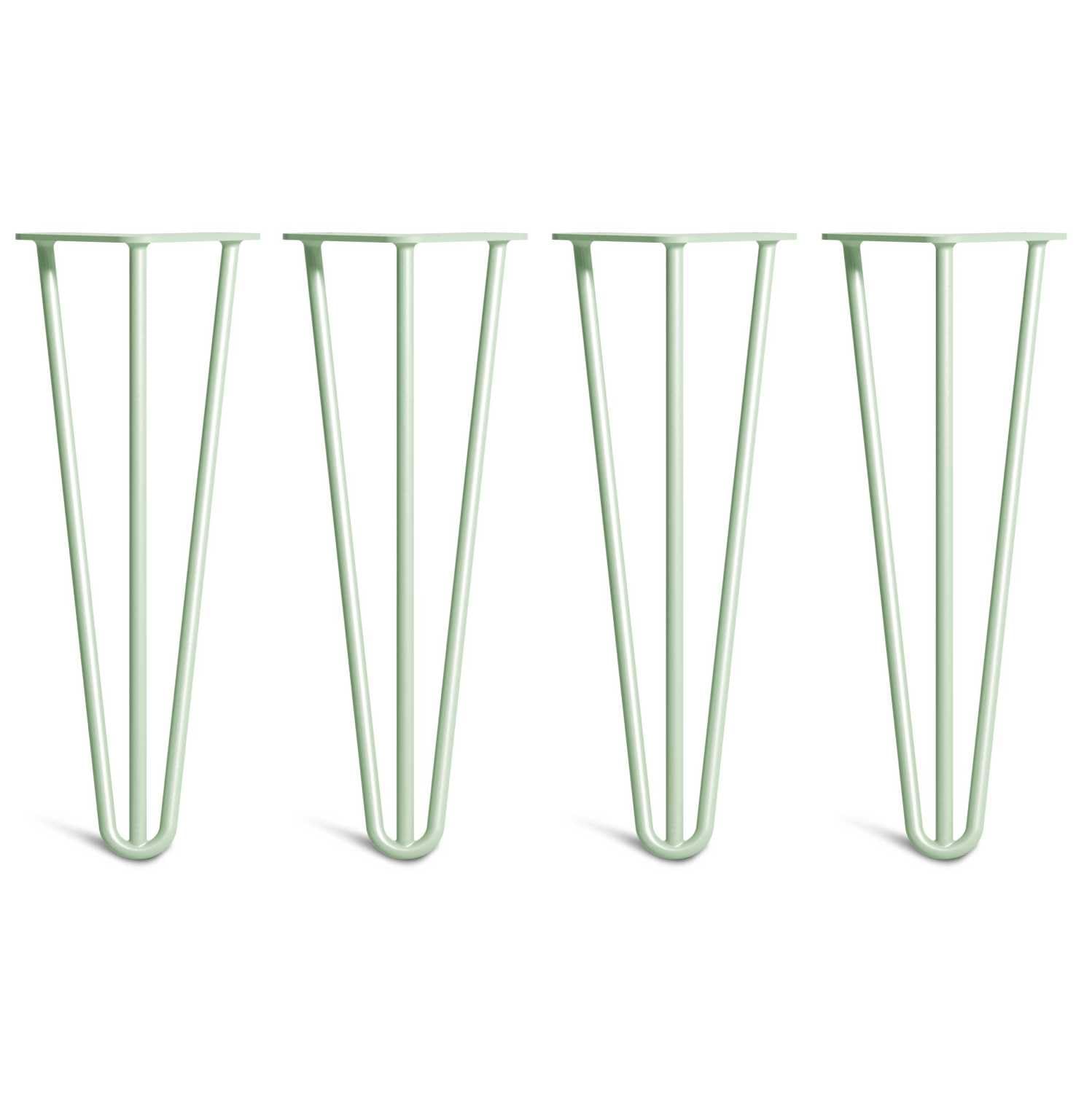 [HLC] 4 x Hairpin Table Legs – Superior Double Weld Steel Construction With Screws, Build Guide & Protector Feet Worth £8 Included! – 10mm Steel [14"/35cm,Pastel Green]