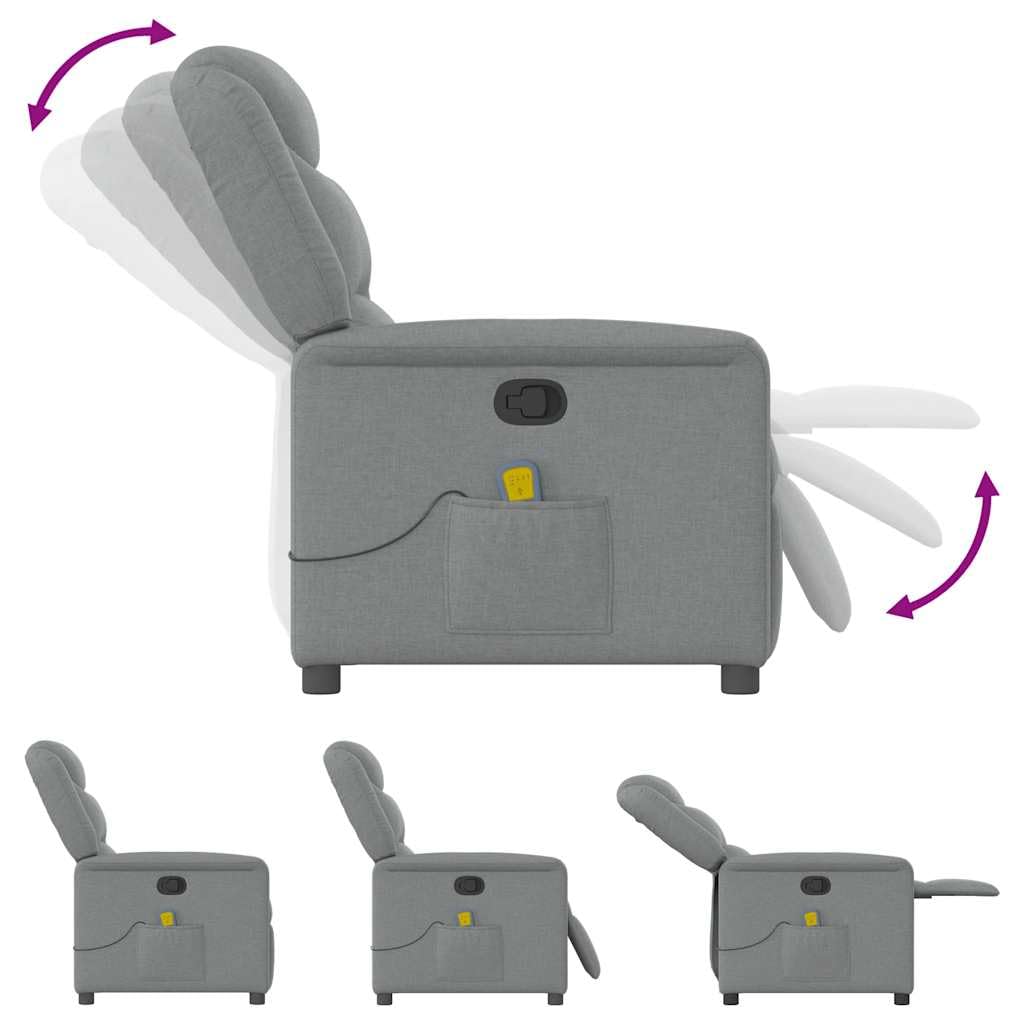 vidaXL Sillón reclinable de Masaje de Tela Gris Claro, sillón de Masaje reclinable, sillón, sillón reclinable, sillón de Masaje de Oficina
