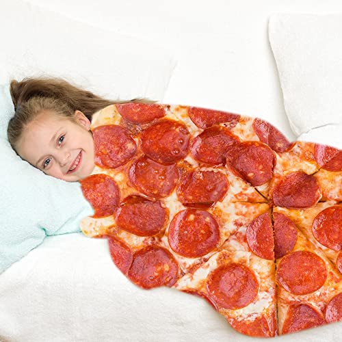 Colorful Star Funny Pizza Blanket Double Sided Throw For Kids Girls, Boys, Pets - 300 Gsm Round Flannel Novelty Blanket For Bed, Couch Travel - Cute For Kids - Prosciutto Pizza 47" Dia #TOP6