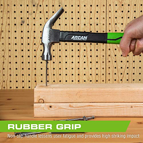 Arcan Professional Tools 16 Oz Claw Hammer 13-Inch 2G Fiberglass Handle With Rubber Grips And Drop Forged Heads (Ah16C) #TOP3