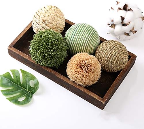 CIR OASES 6pcs 3.5inch Woven Wicker Rattan Balls Decorative Ball Twig Orbs Green Orbs Vase Bowl Filler for Tabletop Decor