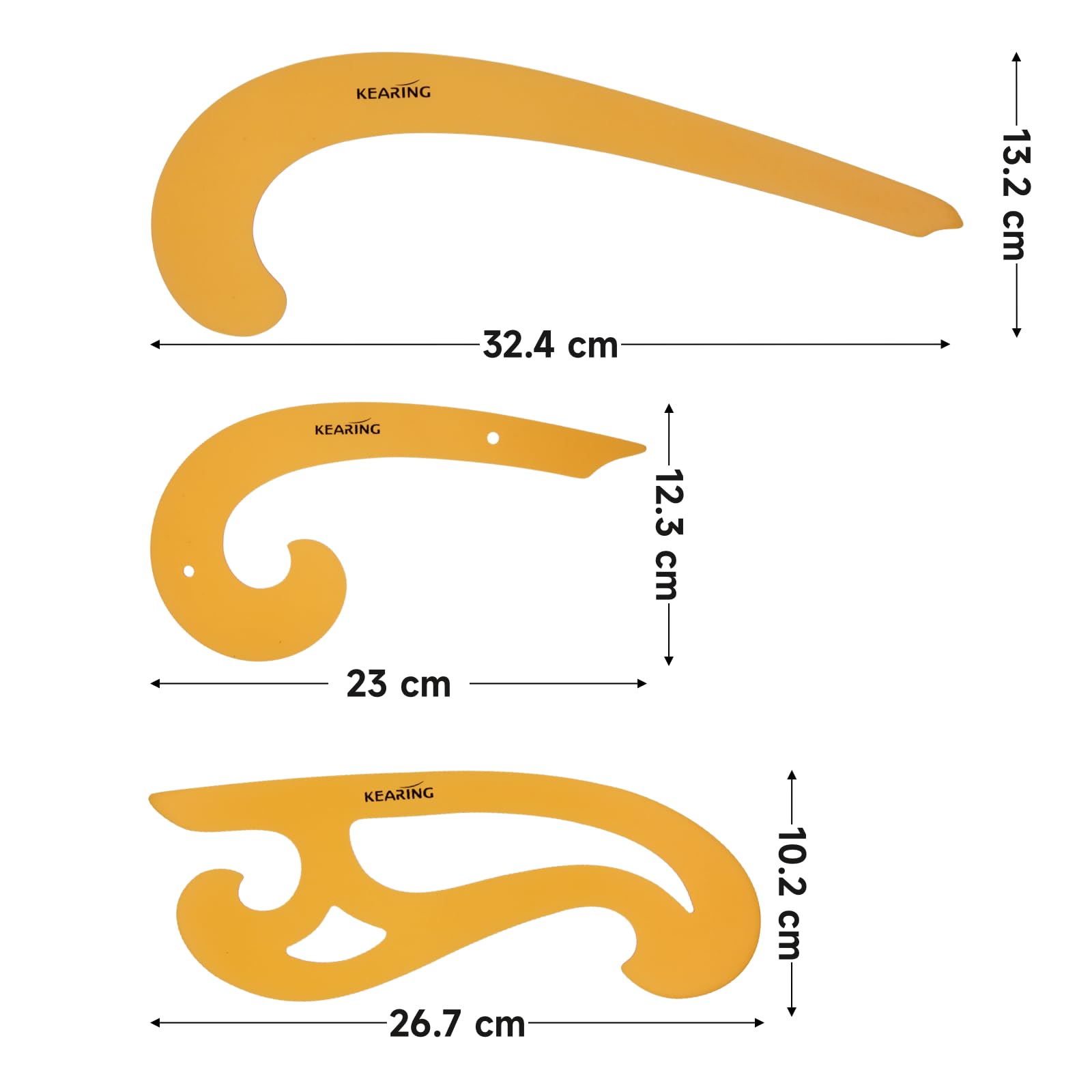 KEARING French Curve Ruler Template Set of 3pcs, Flexible Plastic Drafting Drawing Measuring Tool Drawing Templates - Image 2