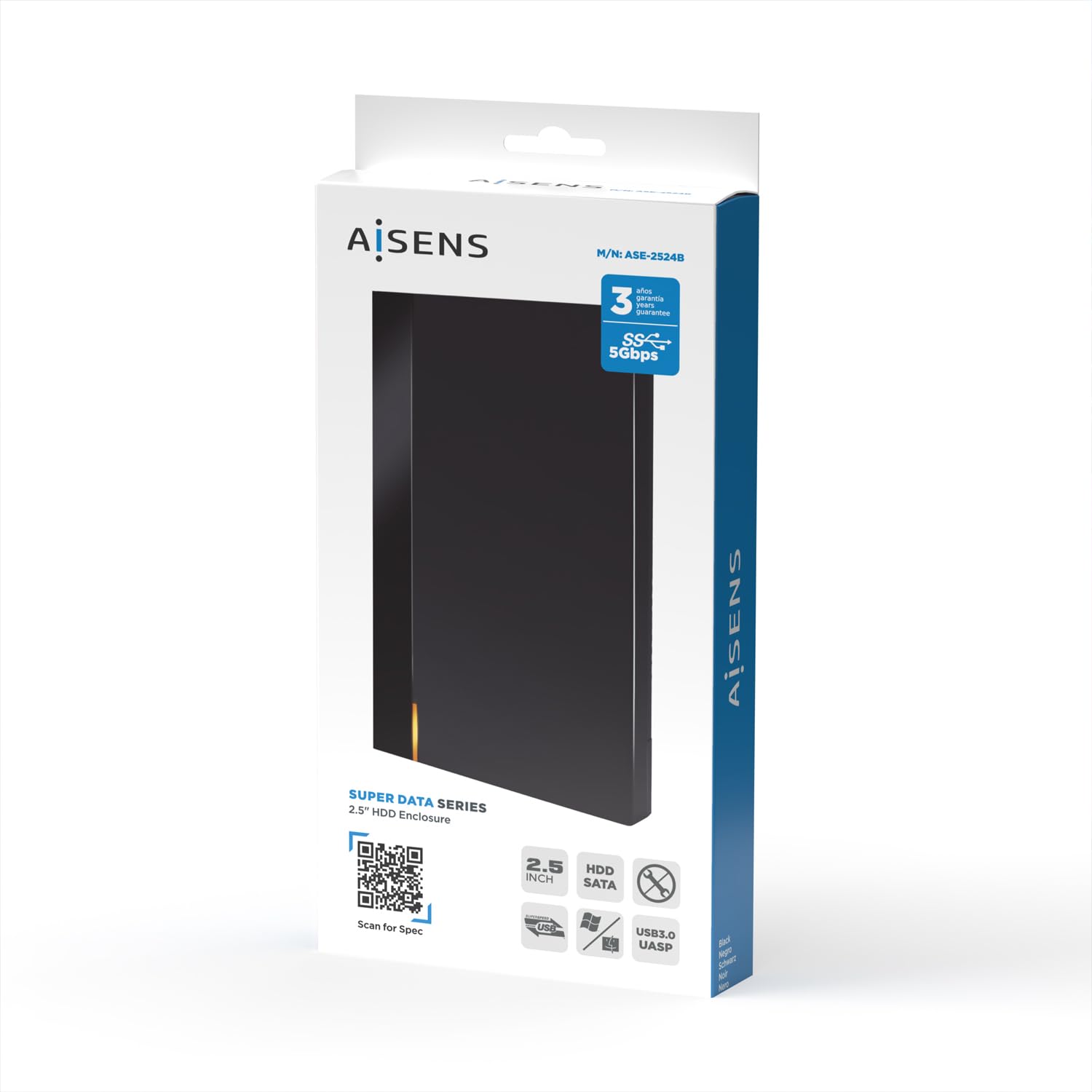 Aisens - Obudowa zewnętrzna 2,5 Ase-2524B 9,5 mm Sata A USB 3.0 / Usb3.1 Gen1.