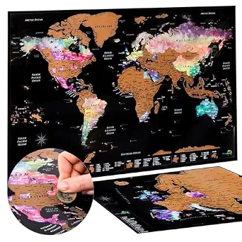 Atlas & Green Scratch Off World Map for Wall with U.S. States and Europe Map