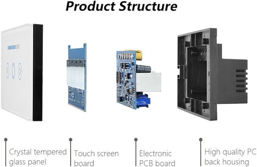 LED Dimmer Touch Switch Crystal Glass Touch Screen Dimmer Switch (White)