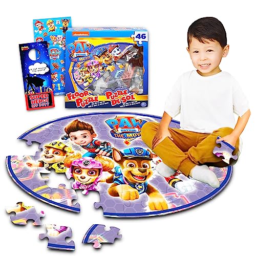 Nick Shop Paw Patrol Floor Puzzle for Toddlers, Kids - Bundle with 46 Piece Paw Patrol Floor Jigsaw Puzzle Playset Plus Paw Patrol Stickers and More (Boys and Girls Puzzles), kids puzzles
