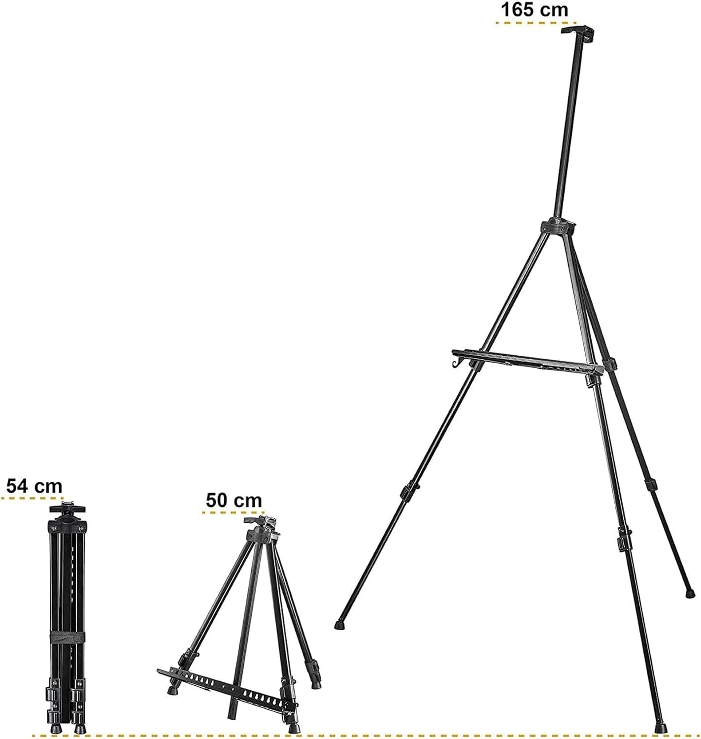 Studio-Staffelei aus Aluminium, 60 cm, eine breite Palette von Staffelei für Leinwände bis zu 122 cm Höhe und 4 cm Tiefe