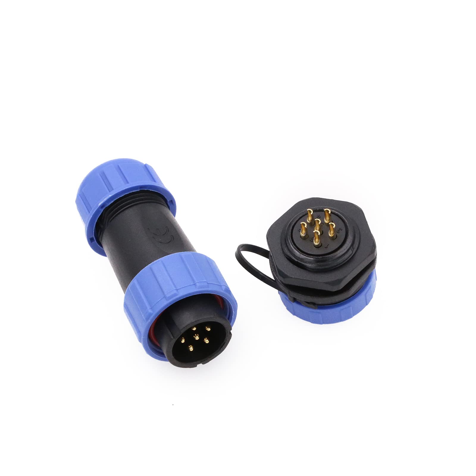 ZBLZGP SP21 6 Pin Male Cable Plug Female Panel Mount Socket,Aviation Circular Electrical Industrial Waterproof Connector,15A 18AWG Wire Threaded Coupling Cable Connector