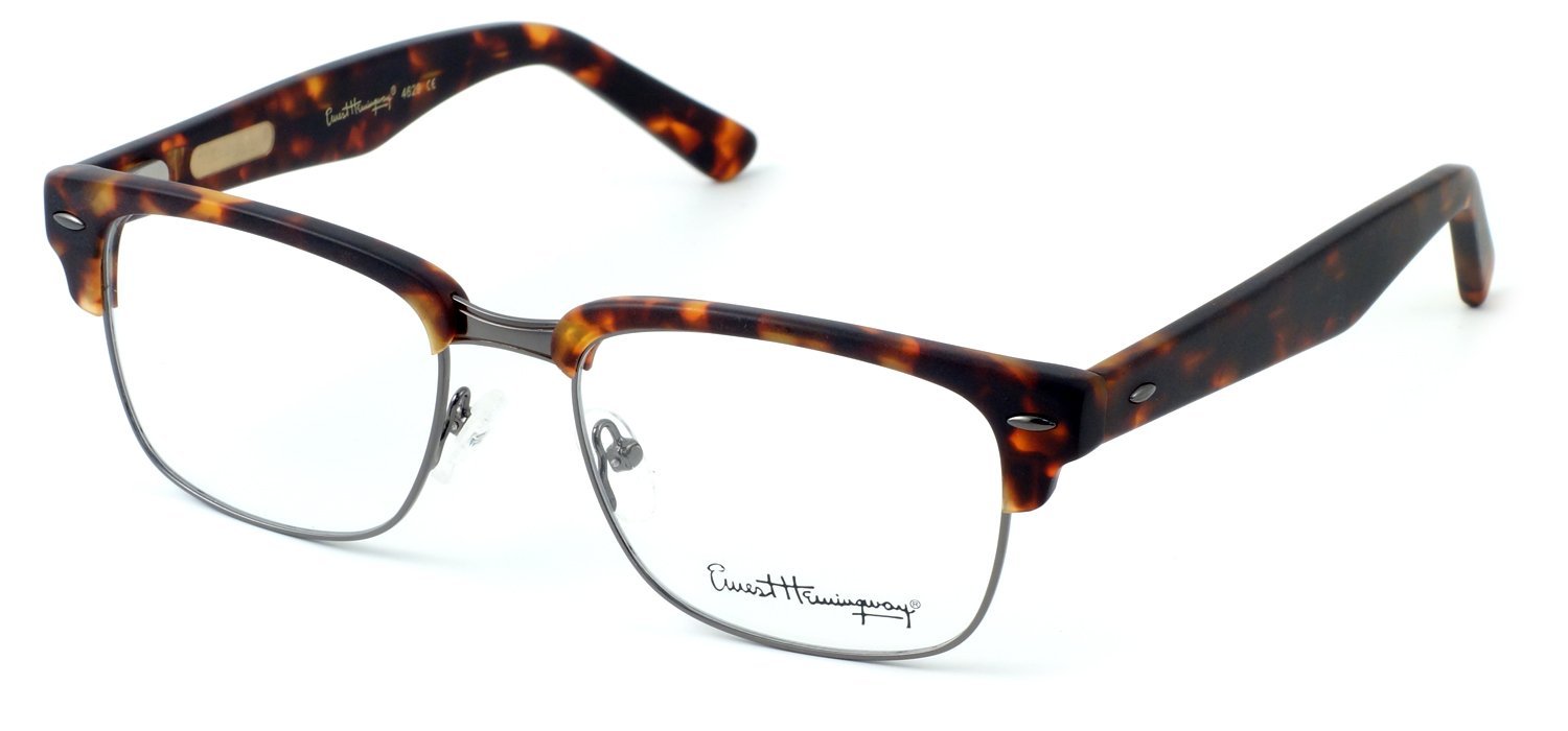 Ernest Hemingway 4629 Designer Reading Glasses in Matte Tortoise & Gunmetal +2.75